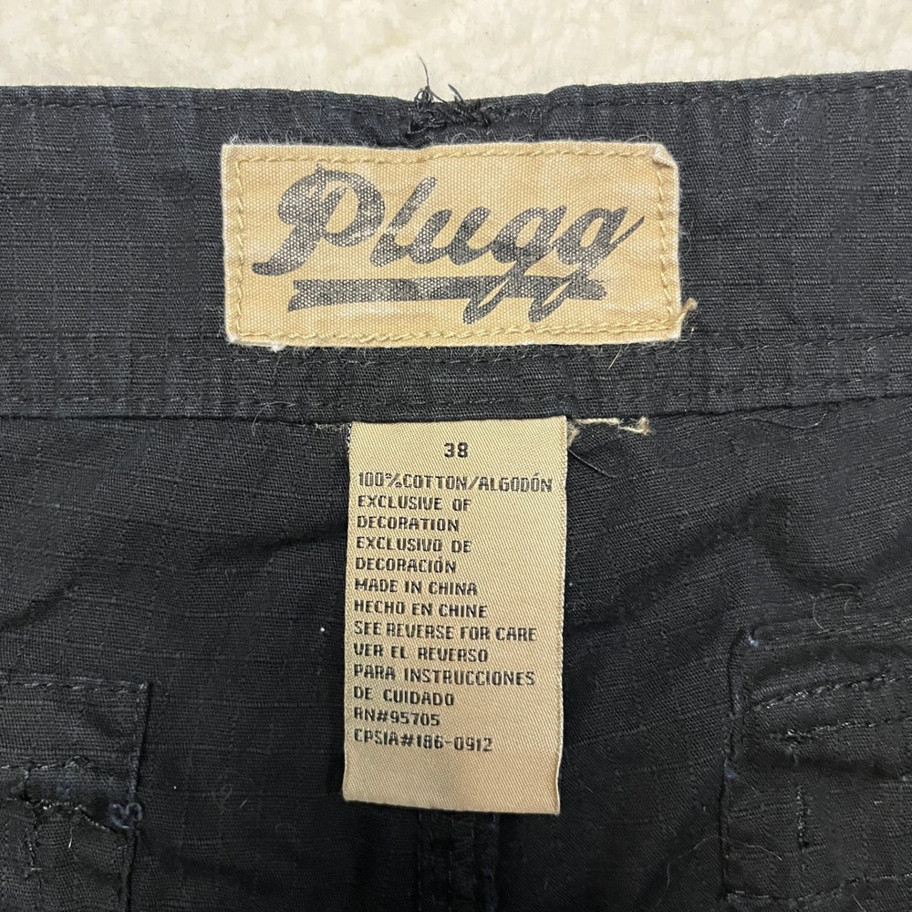 Plugg Cargo Shorts Mens 38 Black Ripstop Cotton Multi Pocket Utility Casual 4866 - Picture 5 of 8